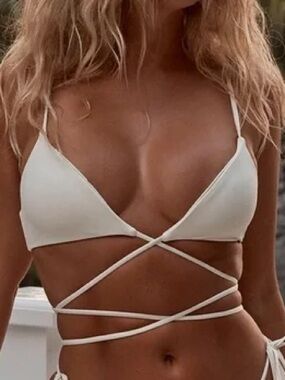 Monday Swimwear Bikini Set - St Martin Top and Capri Thong bottom - Ivory Size P